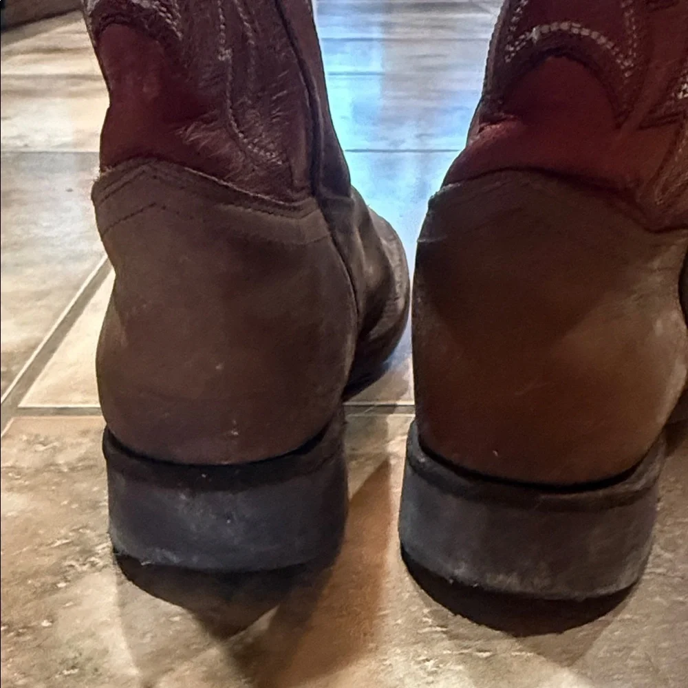 Old West Kids Brown and Red Boots Size 1.5